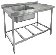 НСО1М-12/6БРЛ ЭН стол-моечная ванна, 1 секц. (500х400х250) слева (нерж.угол.), HICOLD RUS