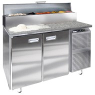 Стол для пиццы финист схспцг-700-2 (1400х700х1060) (8gn1/6 с крышкой) гранит серый