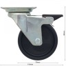Колесо поворотное с тормозом d75 площадка 60х60 отверстия 46х46 пазы 6 robolabs 33208