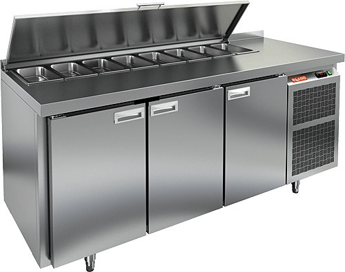 SL1-111SN (1/3) БЕЗ КРЫШКИ стол для салатов охл.(+2+10), 3 двери, 1835х600х850мм, HICOLD RUS