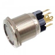Кнопка с фиксацией антивандальная а22-а1 c подсветкой 12v красный dотверстия 22 мм