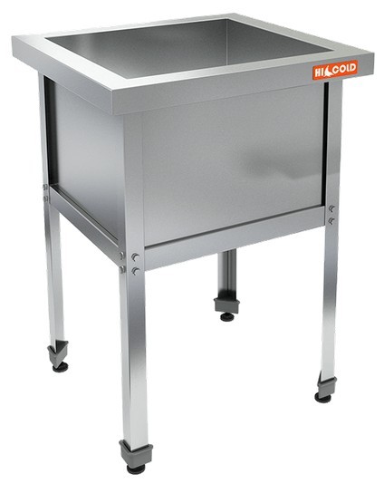 Н1ВМ-6/6 Ц стол-моечная ванна сварная, 1 секц. (480х480х350), (оцин.угол), HICOLD RUS