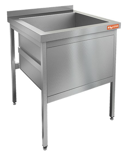 Н1МКС-7/6 стол-моечная ванна - котломойка с площадкой под смеситель, 1секц. (570х420х438), нерж.