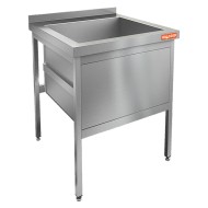 Н1МКС-8/8 стол-моечная ванна - котломойка с площадкой под смеситель, 1секц. (670х620х438), HICOLD