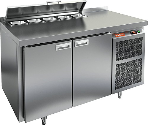 SL2-11SN (1/6) БЕЗ КРЫШКИ стол для салатов охл.(+2+10), 2 двери, 1390х600х850мм, HICOLD RUS