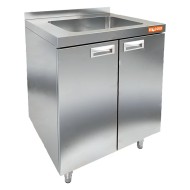 НБМСЗМ-6/6Б модуль барный- стол закрыт. с бортом, с мойкой (400х400х250), 600х600х850мм, HICOLD RUS