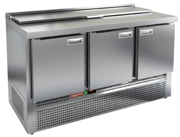 SLE1-111GN (1/3) стол для салатов  охл.(+2+10), 3 двери, 1485х700х850мм, ниж.распол.агрегата