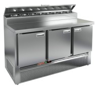 PZE2-111/GN (1/6H) стол для пиццы охл.(+2+10), 3 двери, 1485х700х850мм, ниж.распол.агрегата