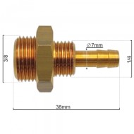Фитинг 3/8"m - 1/4"m со штуцером для шланга Фитинг 3/8"m - 1/4"m со штуцером для шланга