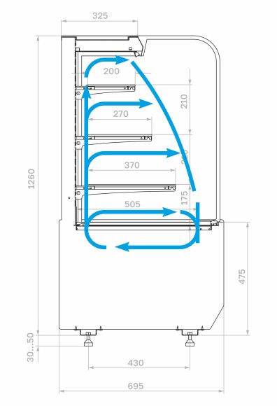 Витрина холодильная Полюс KR70 VM 0,6-2 STANDARD открытая (9005)