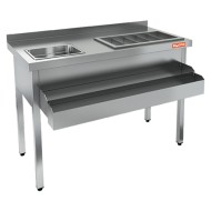 НКС-12/7БК коктейльная станция с бортом, теплоизолир. ванна, мойка, без полки, двойной карман