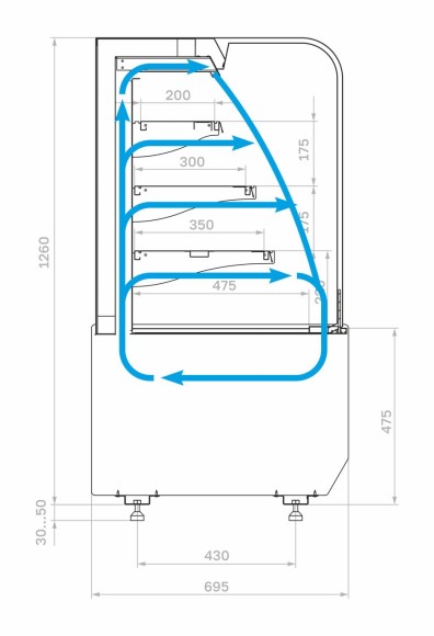 Витрина холодильная Полюс KR70 VM 0,6-2 STANDARD открытая, горка (9005-0109)