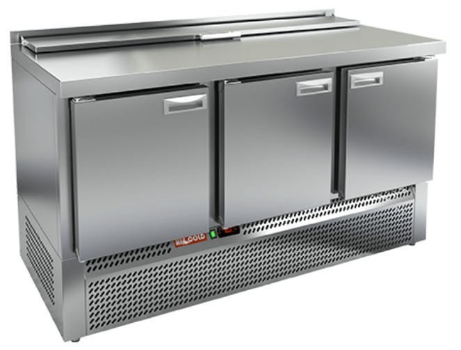 SLE2-111GN (1/6) стол для салатов  охл.(+2+10), 3 двери, 1485х700х850мм, ниж.распол.агрегата