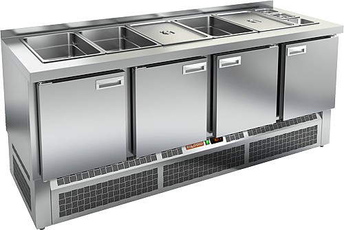SLE3-1111GN БЕЗ КРЫШКИ стол для салатов, охл.(+2+10), 4 двери, 1970х700х850мм, ниж.распол.агрегата