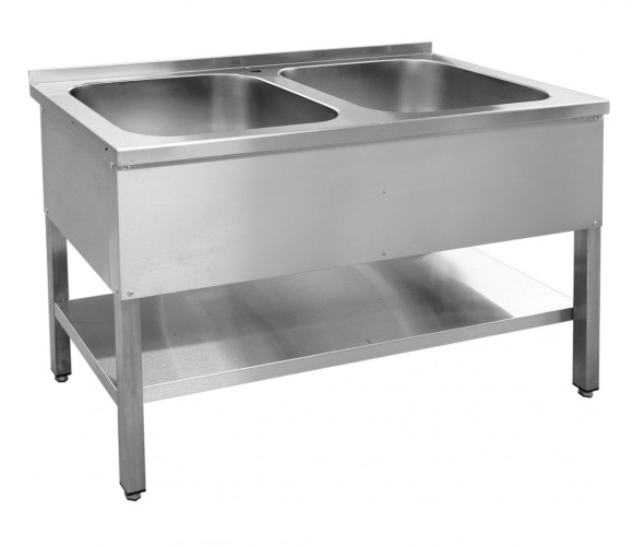 Ванна моечная Abat ВМП-7-2-5 РН 2-секц., нерж., разб. с полкой Ванна моечная Abat ВМП-7-2-5 РН 2-секц., нерж., разб. с полкой