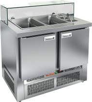 SLE3-11GN НИЗКОЕ СТЕКЛО стол для салатов, охл. (+2+10), 2 двери, 1000х700х1055мм SLE3-11GN НИЗКОЕ СТЕКЛО стол для салатов, охл. (+2+10), 2 двери, 1000х700х1055мм