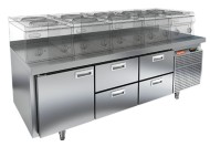 GN 122/TN LT стол охл. под тепловое оборуд.(-2+10), 1 дверь 4 ящика, 1835х700х675мм, HICOLD RUS