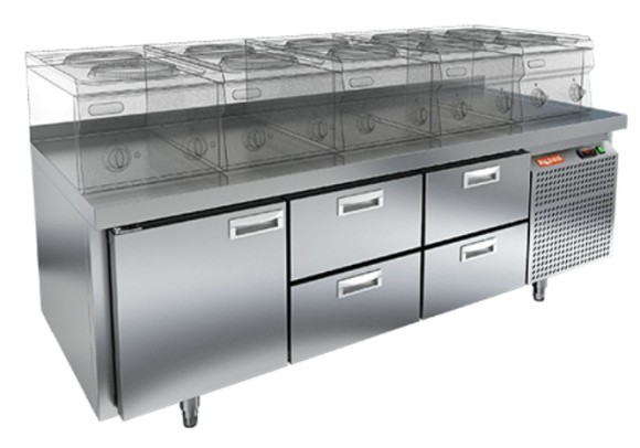 GN 122/TN LT стол охл. под тепловое оборуд.(-2+10), 1 дверь 4 ящика, 1835х700х675мм, HICOLD RUS GN 122/TN LT стол охл. под тепловое оборуд.(-2+10), 1 дверь 4 ящика, 1835х700х675мм, HICOLD RUS