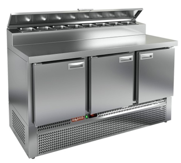 PZE2-111/GN (1/6H) стол для пиццы охл.(+2+10), 3 двери, 1485х700х850мм, ниж.распол.агрегата PZE2-111/GN (1/6H) стол для пиццы охл.(+2+10), 3 двери, 1485х700х850мм, ниж.распол.агрегата