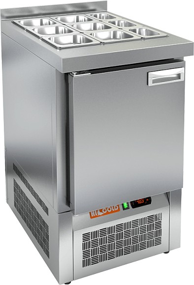 SLE3-1GN БЕЗ КРЫШКИ стол для салатов, охл.(+2+10), 1 дверь, 565х700х850мм, ниж.распол.агрегата