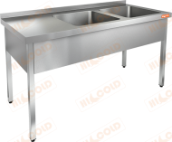 НСО2М-15/7БП стол-моечная ванна, 2 секц. (500х500х300) справа, HICOLD RUS