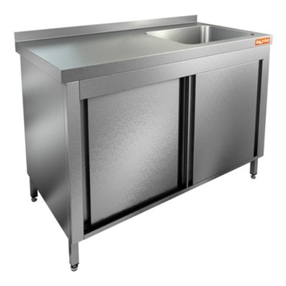 НСЗК1М-10/6Л стол с ванной моеч. 1 секц. (500х400х250) слева, закрыт., без борта, двери-купе, HICOLD НСЗК1М-10/6Л стол с ванной моеч. 1 секц. (500х400х250) слева, закрыт., без борта, двери-купе, HICOLD