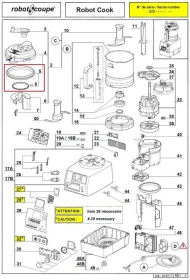 Уплотнение крышки в сборе 39638 для куттера с подогревом т.м. Robot Coupe серии Robot Cook Уплотнение крышки в сборе 39638 для куттера с подогревом т.м. Robot Coupe серии Robot Cook