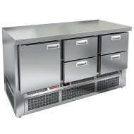 SNE 122/TN О стол охл. (-2+10), островн., 1 дверь, 4 ящика, 1485х600х850мм, ниж.распол.агрегата